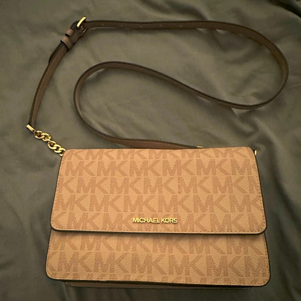 Michael Kors Tan Crossbody Bag with Gold Accents